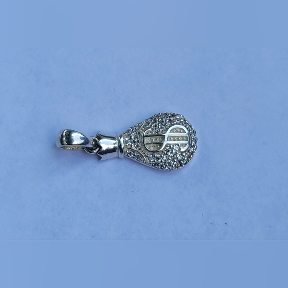 Money Bag Sterling Silver Fancy Pendant - Picture 2 of 3
